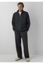 M0S20121 Black Logo Printed Zippered Men's Sweatshirt, Smoke Gray. - 3