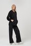 Maternity Hooded Kangaroo Pocket Loose-Fit Velvet Set with Adjustable Waistband, Black. - 2