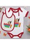 BK Kids "Don't Call My Dad" Patterned Red Baby Bodysuit and Bib Gift Set—1, Ages 6–9