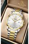 Classic Model Men's Wristwatch - Silver, Yellow Color, White Dial, Presented in a Stylish Gift Box + Chain Bracelet. - 2