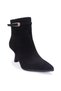 Dza07-11338054 Black Suede Classic Zippered 8 cm Stiletto Heel Women's Boots.