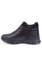 Dza07-122045644 Black Daily Zippered Flat-Soled Leather Women's Boots - 3