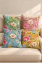 Set of 4 Pastel Bloom Pastel-Colored Flower Garden Pillow Covers, Double-Sided Print, 43X43 Cm. - 2