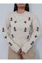 Floral embroidered crew neck sweater - 3