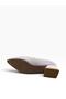 Women's Thick-Soled, Low-Heeled Satin Shoes with Stone Embellishments on the Side. - 5