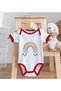 Boho-Style Red Baby Bodysuit and Bib Gift Set-1, 12–18 Months - 4