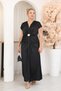 Plus Size Satin Dress with Gold Accessories. - 4