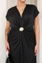 Plus Size Satin Dress with Gold Accessories. - 8