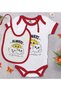 Bk Kids Always Smile Designed Red Baby Bodysuit and Bib Gift Set - 1, for 0-3 Months.