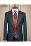 Exclusive, Vested Men's Suit, Slim Fit, Petrol Green