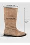 Mink Suede (Morly) Pointed-Toe, Fur-Lined, Knee-High, Bell-Bottom Boot. - 6