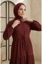 Hakim collar buttoned layered modest dress 0336-08 terracotta - 3