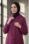 Hooded Buttoned Cashmere Coat 0201-22 Fuchsia - 3
