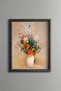 Flowers in a White Vase - Vintage Patterned Painting - Slim Frame