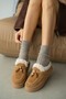 Aisla Genuine Leather Accessory-Detailed Plush-Lined Women's Slippers - Tan Suede - 6
