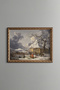Winter Landscape with Human Figures - Vintage Patterned Painting - Slim Frame
