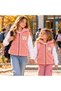 Girls' and Boys' Powder-Pink Plush Vest with Zipper, "W" Embroidered Hood, Sleeveless Top, Ages 8–13, Rose Pink - 5