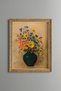 Flowers in a Black Vase - Vintage Patterned Painting - Slim Frame