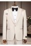 Luxury, Slim Fit, Belt Detail, Men's Suit Jacket, Cream