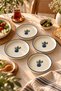 4-Piece Cactus-Patterned Ceramic Breakfast Set – Stylish Breakfast and Serving Plate Set with Blue Edges.