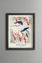 Bird on a Magnolia Branch - Vintage Patterned Painting - Slim Frame