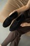 Lurein Women's Loafer with Ruffled Detail and Lightly Thick Heel - Black Suede - 4