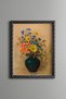 Flowers in a Black Vase - Vintage Patterned Painting - Slim Frame