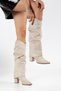 Women's Santorini Beige Suede Boots with Drawstring Detail. - 2