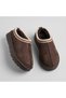 Women's Comfortable Everyday Slippers with a Wool-Lined, Closed-Toe Design, in Brown.
