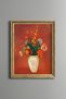 Red Flowers in a Vase - Vintage Patterned Painting - Slim Model