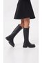 Girls' Stylish Black Stretch Boot with Zipper and Non-Slip Sole - 5