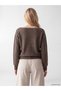 Peak New Season Brown Boat Neck Women's Sweatshirt - 4