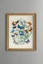 Blue Butterflies and Flowers - Vintage Patterned Painting - Slim Frame