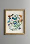 Blue Butterflies and Flowers - Vintage Patterned Painting - Slim Frame