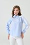 Women's Special Design Collar Cuffed Striped Paneled Modest Blouse Shirt - 4