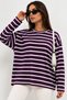 Women's 2-Piece Set Oversized Basic Long-Sleeve T-Shirt Striped Red Loose Fit Comfortable Style - 4