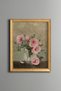 Pink Rose Branch - Vintage Patterned Painting - Slim Model