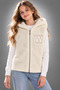 Girls' and Boys' Ecru Plush Vest with Zipper, "W" Embroidered Design, Hooded, Sleeveless Top, Ages 8–13, White - 3