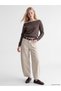 Peak New Season Brown Boat Neck Women's Sweatshirt - 2
