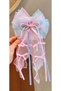 Girl's Fairy-Style Tulle Bow with Pearl Details, Princess Hair Clip. - 2