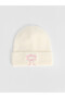 Seray New Season Beige Embroidered Baby Girl Beanie