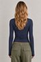 Women's Asymmetrical Four Button Cut Out Collar Long Sleeve Stretchy Blouse - 3