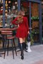 Women's long sleeve turtleneck modal mini dress with back zipper - 2