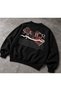 3 Thread Brushed Oversized Sweatshirt, Black, Unisex, with a Carpet Pattern, Printed with the Word "Sabır," Thick Jersey Fabric, Crew Neck, Winter Sweatshirt. - 3