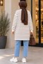 Women's Striped Crew Neck Long Sleeve Oversized Modest Tunic, 2-Ply Fabric. - 3
