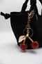 Women's Suede Black Crisscross Strap Crossbody Handbag and Shoulder Bag with Knot Detail and Cherry Charm Accessory Detail - 4