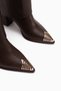 Lacy Coffee-Colored, Detachable-Strap, 2-in-1 Heeled Women's Boot & Ankle Boot. - 3