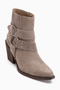 Yuri Genuine Leather Mink Fur Double-Buckle Chunky Heel Women's Cowboy Boots. - 2