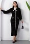 Bicycle collar button detail bow knit dress pl1430 - 3