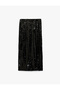 Slim Slit Detail Sequin-Paillette Midi Pencil Skirt - 5